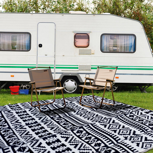 RV Portable Mat%2C Recycled Reversible RV Rug%2C 9x12 FT Large Floor Mat And Rug For Outdoors 